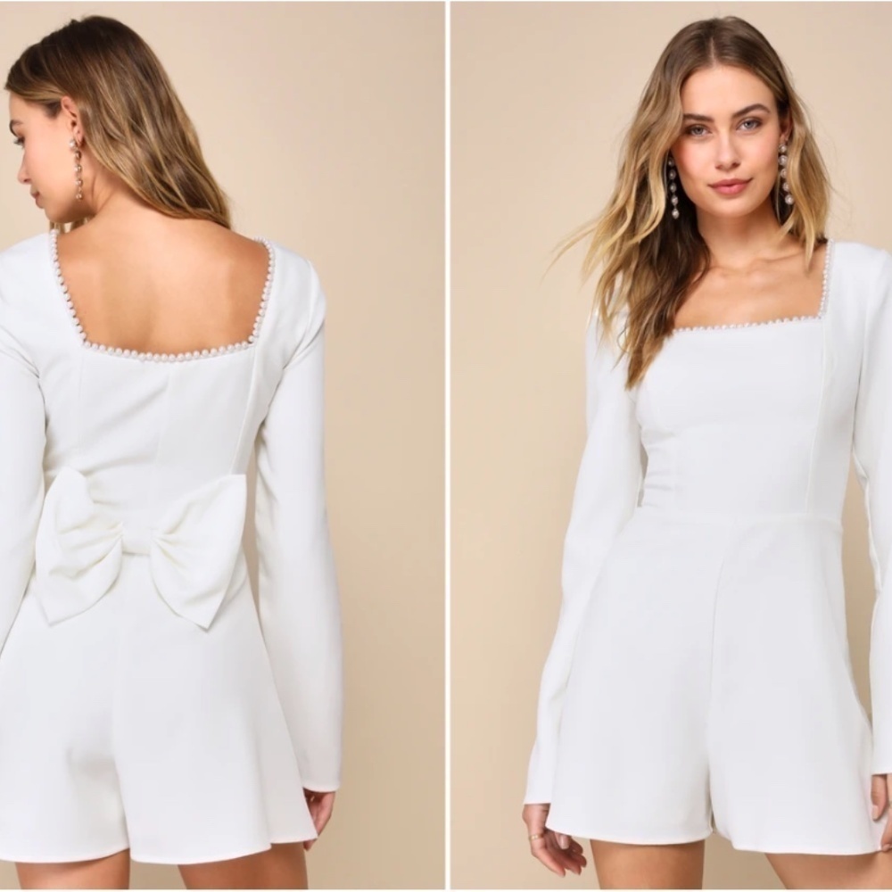 LULUS Bachelorette Engagement Bridal Shower Sexy Chic Honeymoon Pearls Romper